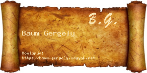 Baum Gergely névjegykártya